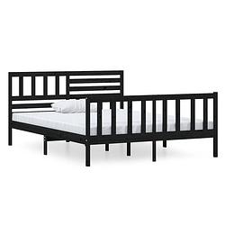 Foto van The living store bedframe - bedframe - 195.5 x 126 x 100 cm - grenenhout zwart