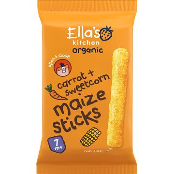 Foto van Ella'ss kitchen maize sticks wortels + mais 7+ biologisch 16 g bij jumbo