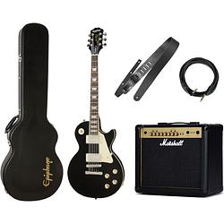 Foto van Epiphone les paul standard 's60s ebony elektrische gitaar + koffer + versterker + accessoires