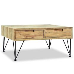 Foto van The living store koloniale salontafel - gerecycled teakhout - 80x80x40cm - 2 lades