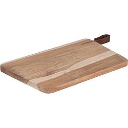 Foto van Houten snijplank/serveerplank met leren hengsel 30 cm - snijplanken