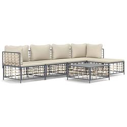 Foto van Vidaxl 6-delige loungeset met kussens poly rattan antracietkleurig