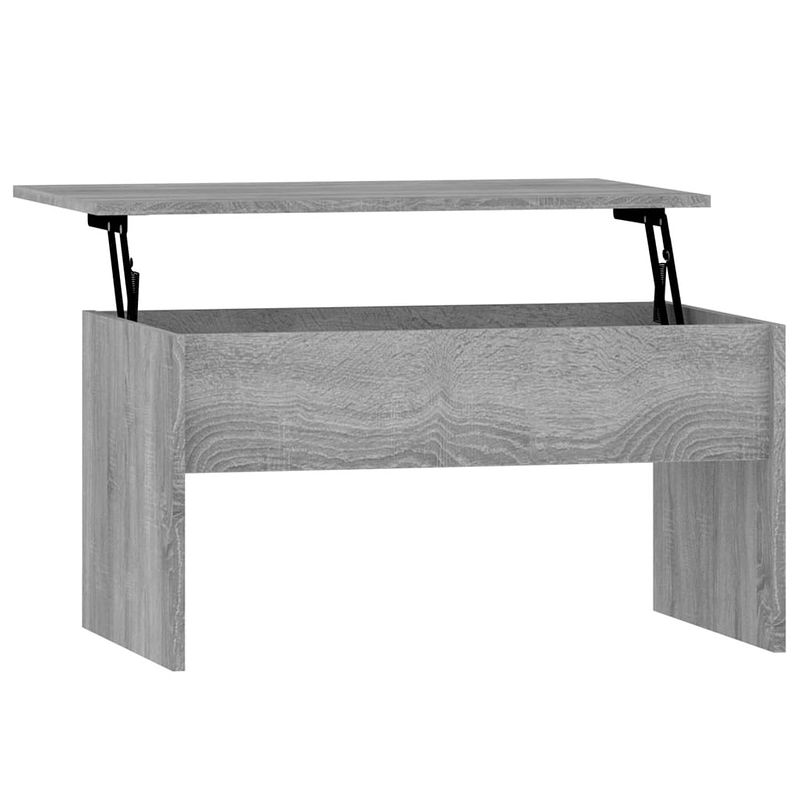 Foto van The living store salontafel lift-top - bewerkt hout - 80 x 50.5 x 41.5 cm - grijs sonoma eiken