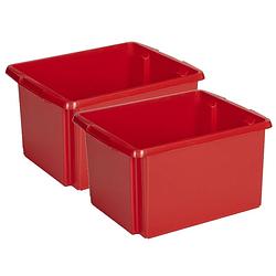 Foto van Sunware opslagbox - 2 stuks - kunststof 32 liter rood 45 x 36 x 24 cm - opbergbox