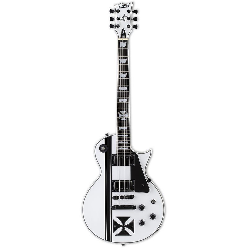 Foto van Esp ltd iron cross snow white james hetfield signature met koffer