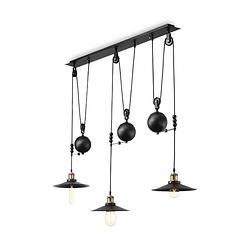 Foto van Landelijke zwarte hanglamp - ideal lux up and down - metaal - e27 - 123 x 26 x 268,5 cm