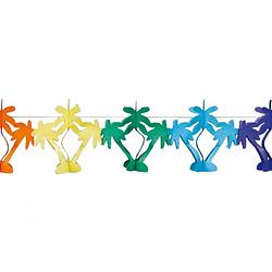 Foto van Gekleurde hawaii palmbomen thema feestslinger 4 meter - feestslingers