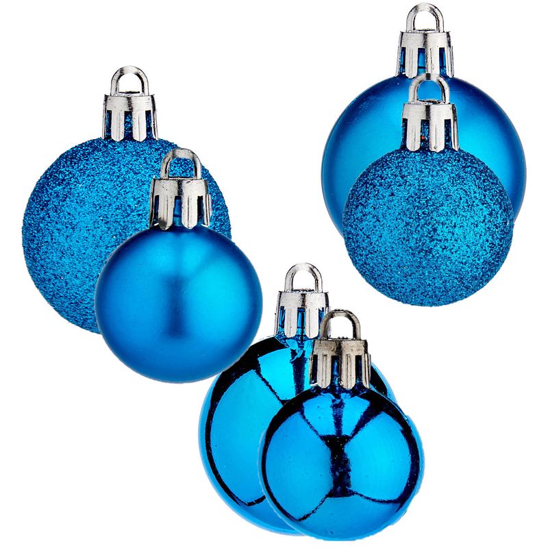 Foto van Kleine kerstballen - 40x st - turquoise blauw - 3 en 4 cm - kerstbal