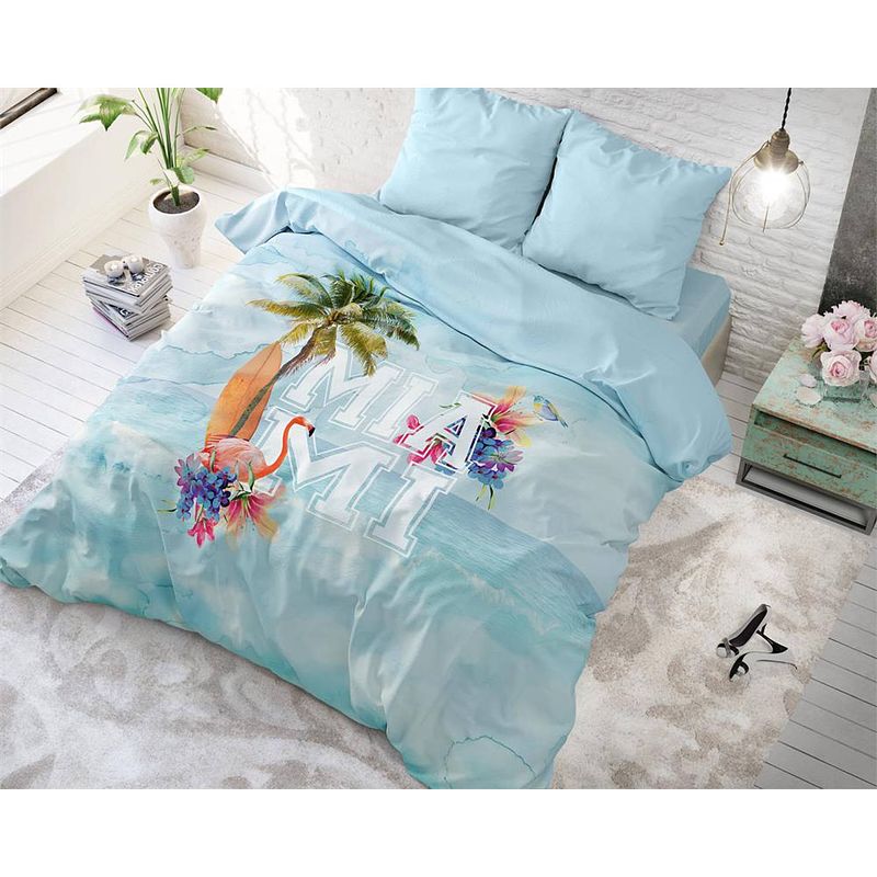 Foto van Sleeptime miami summer blue - dekbedovertrek: 2-persoons (200 cm)