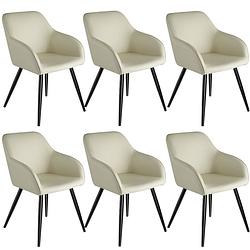 Foto van Tectake - set van 6 stoelen - marilyn stof - diverse kleuren - creme /zwart