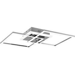 Foto van Led plafondlamp - plafondverlichting - trion venda - 25w - natuurlijk wit 4000k - dimbaar - vierkant - mat chroom -