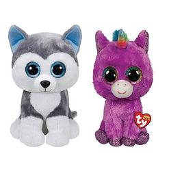 Foto van Ty - knuffel - beanie buddy - slush husky & rosette unicorn