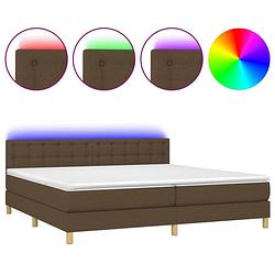 Foto van Vidaxl boxspring met matras en led stof donkerbruin 200x200 cm