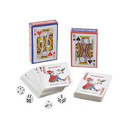 Foto van Grafix - 2x pakjes speelkaarten inclusief 4 dobbelstenen - kaartspel