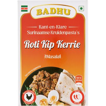 Foto van Badhu surinaamse kruidenpasta'ss masala roti kip kerrie 100g bij jumbo