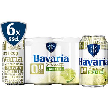 Foto van 1+1 gratis | bavaria 0.0% ginger lime alcoholvrij bier 6 x 330ml aanbieding bij jumbo