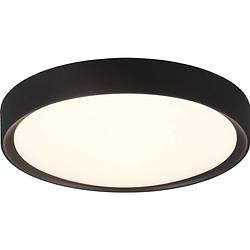 Foto van Led plafondlamp - badkamerlamp - trion clirno - 18w - warm wit 3000k - spatwaterdicht ip44 - opbouw rond - mat zwart -