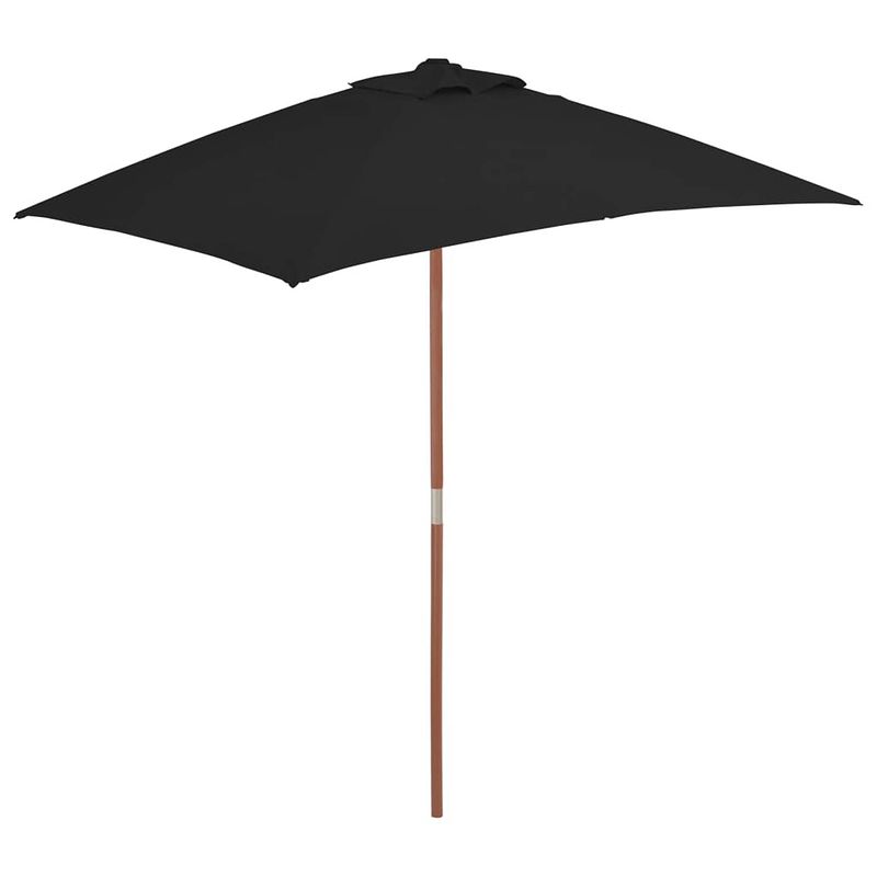 Foto van Vidaxl parasol met houten paal 150x200 cm zwart