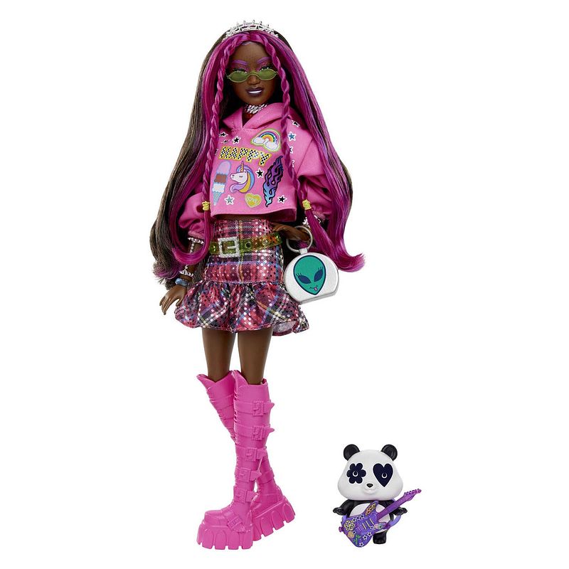 Foto van Mattel extra pop roze haar punkstijl met panda