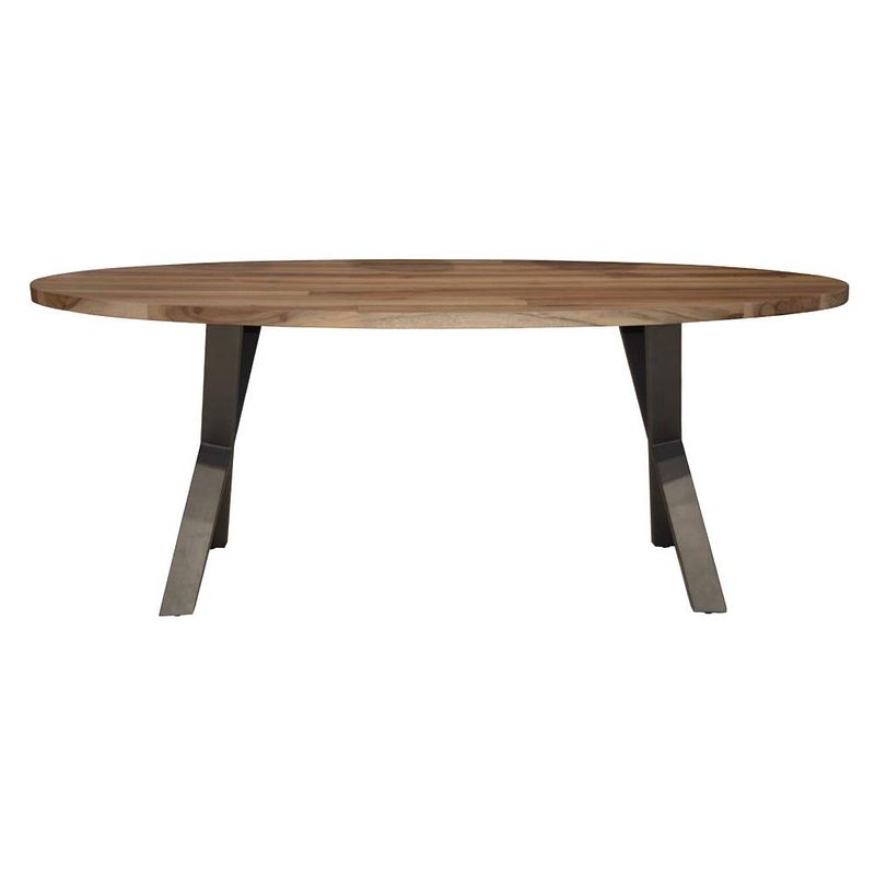 Foto van Giga meubel gm eettafel ovaal notenhout - 200cm - x-frame - tafel daytona