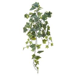 Foto van Louis maes kunstplant met blaadjes hangplant klimop/hedera - groen/wit - 58 cm - kunstplanten
