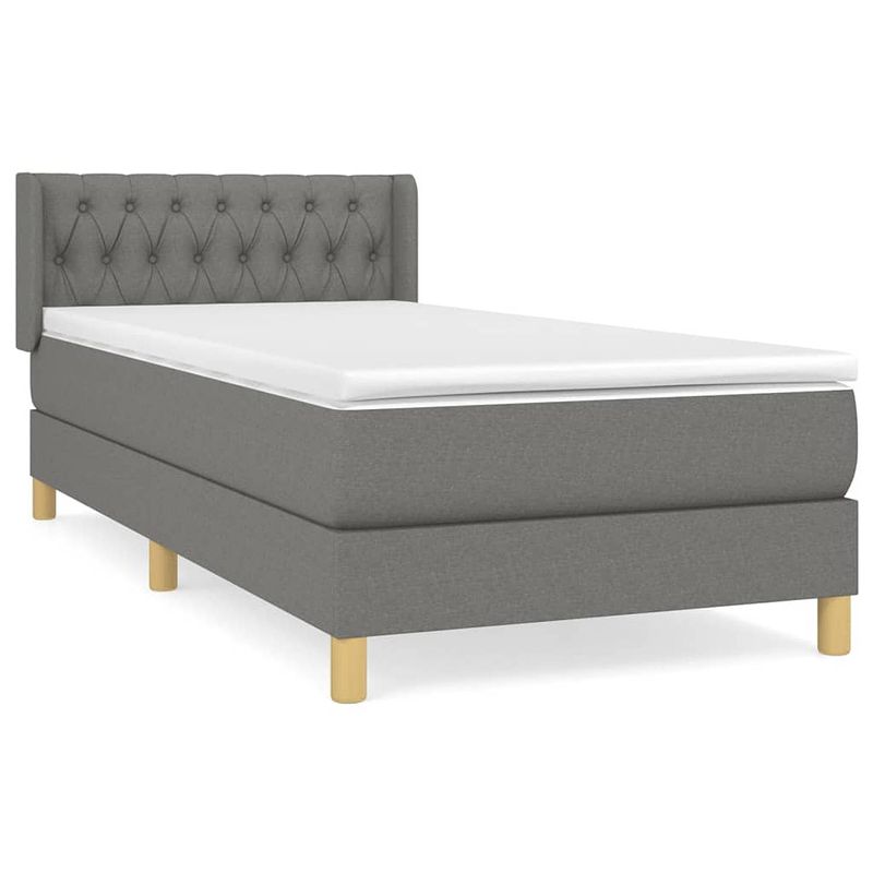 Foto van The living store boxspring met matras stof donkergrijs 90x190 cm - bed