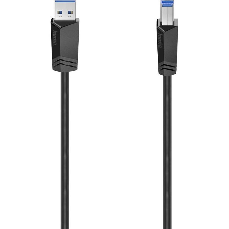 Foto van Hama usb-kabel usb 3.2 gen1 (usb 3.0 / usb 3.1 gen1) usb-a stekker, usb-b stekker 1.50 m zwart 00200625