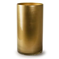 Foto van Bloemenvaas - cilinder model glas - metallic goud - h30 x d15 cm - vazen