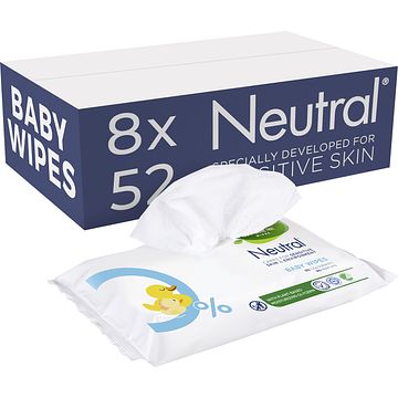 Foto van Neutral 0% baby wipes parfumvrij 8 x 52 stuks bij jumbo