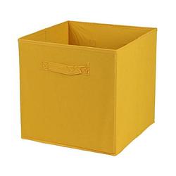 Foto van Urban living opbergmand/kastmand square box - karton/kunststof - 29 liter - oker geel - 31 x 31 x 31 cm - opbergmanden