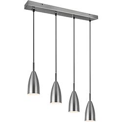 Foto van Led hanglamp - hangverlichting - trion farona - e14 fitting - 4-lichts - rond - mat nikkel - aluminium