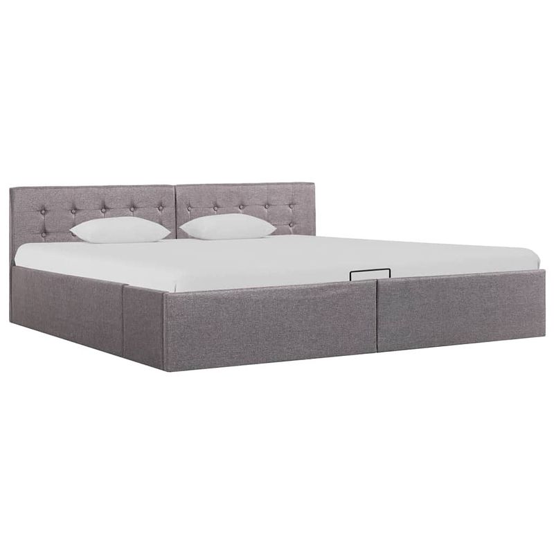 Foto van Vidaxl bedframe met hydraulische opslag stof taupe 180x200 cm