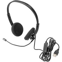 Foto van Digitus da-12203 on ear headset kabel computer stereo zwart ruisonderdrukking (microfoon), noise cancelling volumeregeling, microfoon uitschakelbaar (mute)