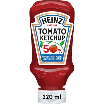 Foto van Heinz tomato ketchup 50% less ss  220ml bij jumbo