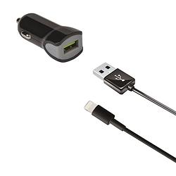 Foto van Celly autolader usb 12/24v 2.4a + lightning-datakabel zwart