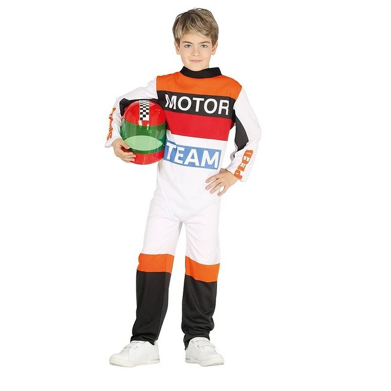 Foto van Verkleedkleding motorcoureur voor jongens/meisjes - carnavalskleding voor kinderen 10-12 jaar (140-152)