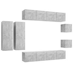 Foto van The living store tv meubelset betongrijs - 30.5 x 30 x 30 cm / 30.5 x 30 x 90 cm / 80 x 30 x 30 cm