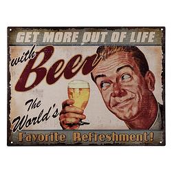 Foto van Clayre & eef tekstbord 33x25 cm grijs beige ijzer beer wandbord spreuk wandplaat grijs wandbord spreuk