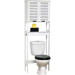 Foto van Gebor - miami design mdf toiletrek met 2 deuren + 1 plank binnenin - wit - 179x63x23cm - toiletrek - wc rek -