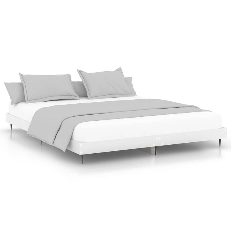 Foto van The living store bedframe - duurzaam - bedframes - afmeting- 203 x 123 x 20 cm - kleur- wit