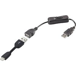 Foto van Renkforce usb-kabel usb 2.0 usb-a stekker, apple lightning stekker 30.00 cm zwart incl. aan/uitschakelaar, vergulde steekcontacten rf-3346622