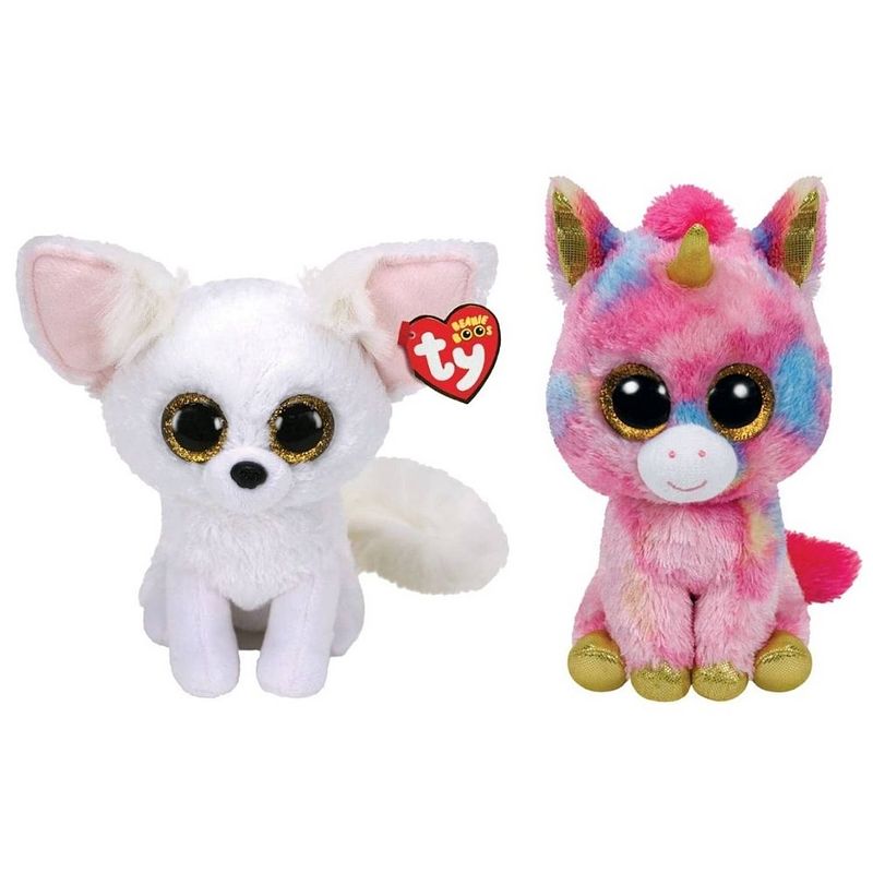 Foto van Ty - knuffel - beanie boo's - phoenix fox & fantasia unicorn