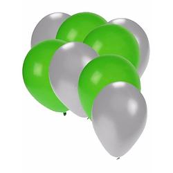 Foto van Zilveren en groene ballonnen 30 stuks - ballonnen