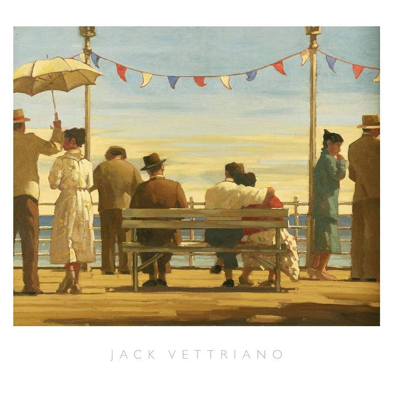 Foto van Jack vettriano - the pier kunstdruk 72x67cm