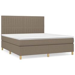 Foto van The living store boxspringbed - bed - 203 x 180 x 118/128 cm - taupe