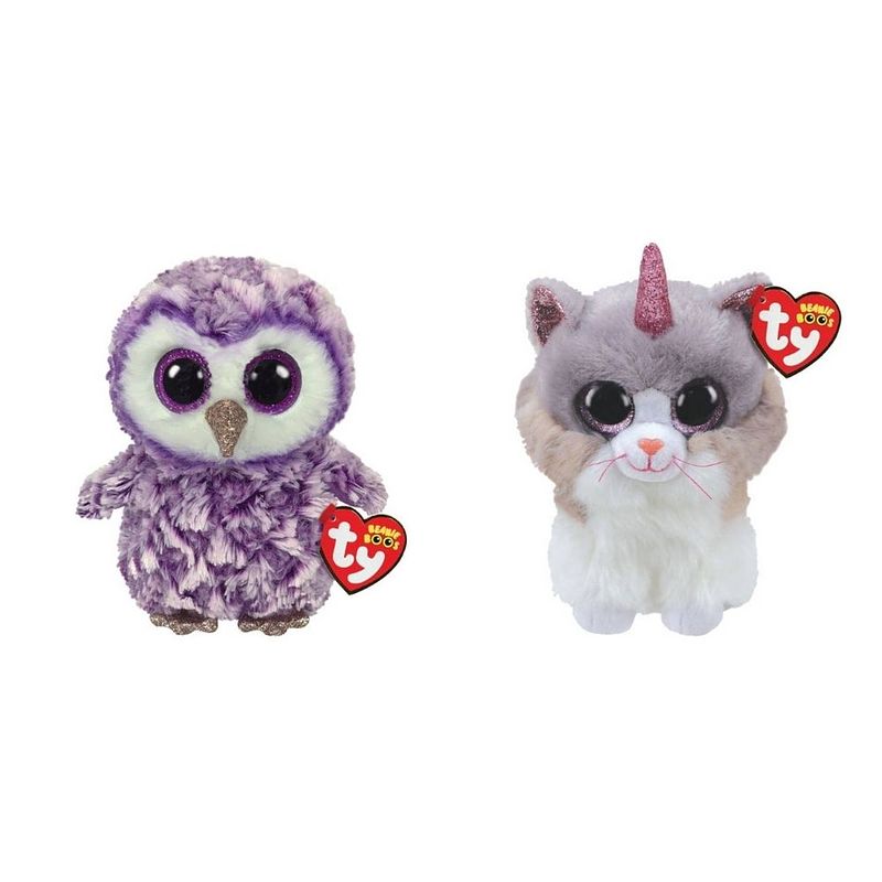 Foto van Ty - knuffel - beanie boo's - moonlight owl & asher cat