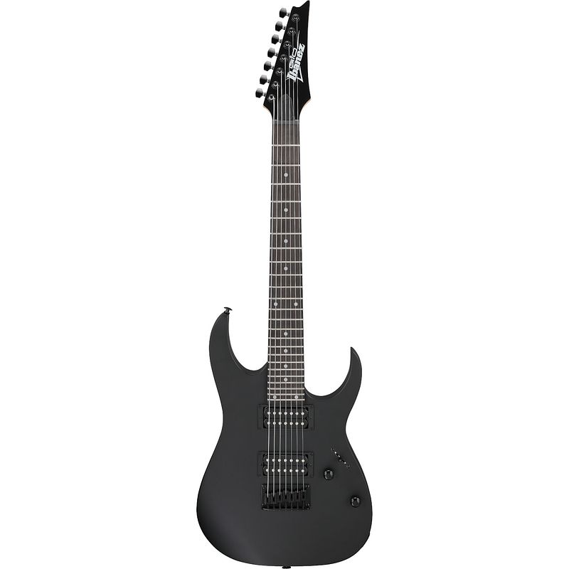 Foto van Ibanez grg7221 gio black flat 7-snarige elektrische gitaar