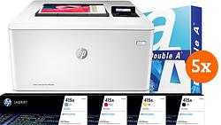 Foto van Hp color laserjet pro m454dn + 1 extra set toners + 2500 vellen a4 papier