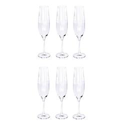 Foto van Christine 6 stuks klassieke kristalglas champagne flutes - 260 ml