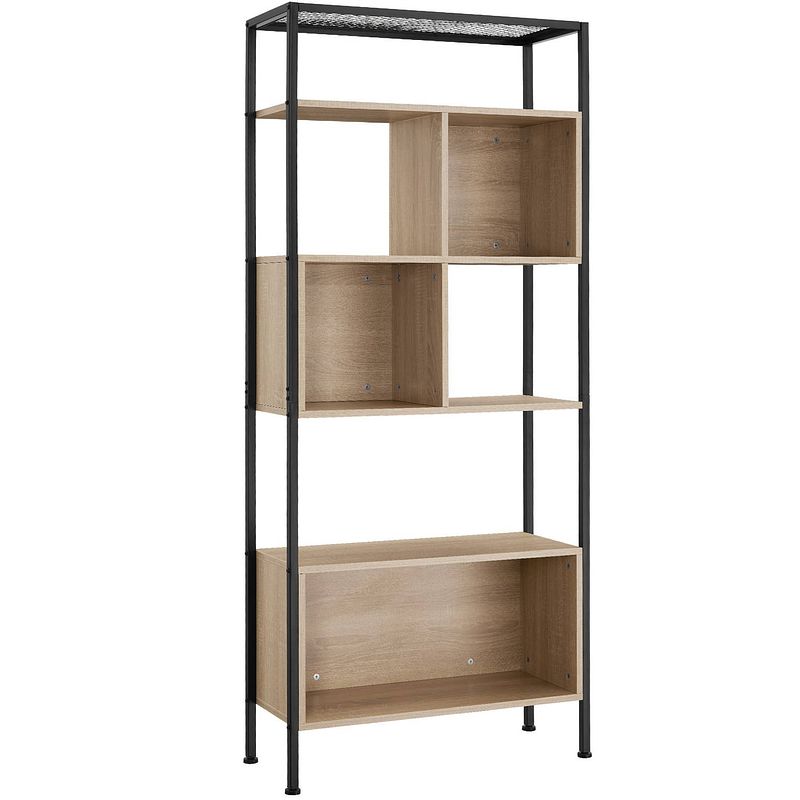 Foto van Tectake - wandrek wandkast boekenkast hastings - 75x31x170,5cm - industrieel - lichtbruin - 404711